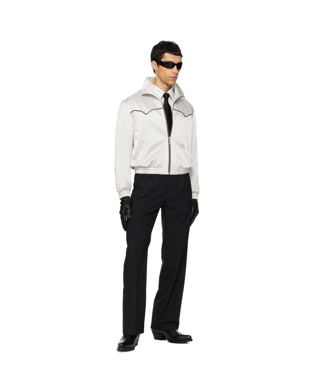 Ernest W. Baker Black Pleated Straight Fit Trousers for men