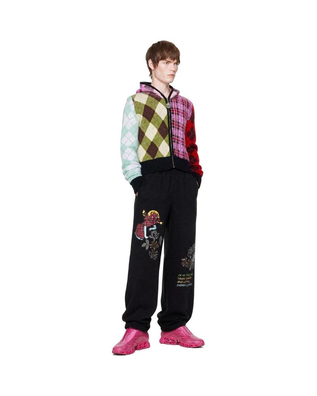Chopova Lowena Red Farrago Zip-Up Hoodie for men