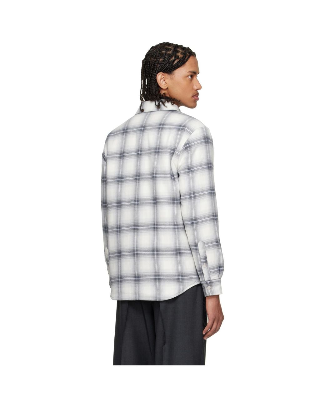 Boss Gray Checkered Flannel Overshirt for men