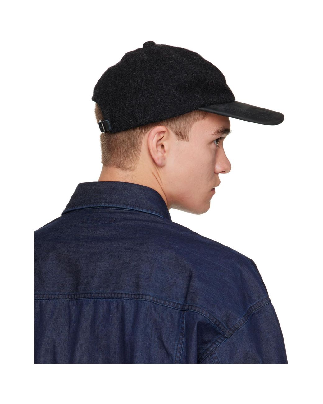 Comme des Garçons Blue Wool & Leather Cap for men