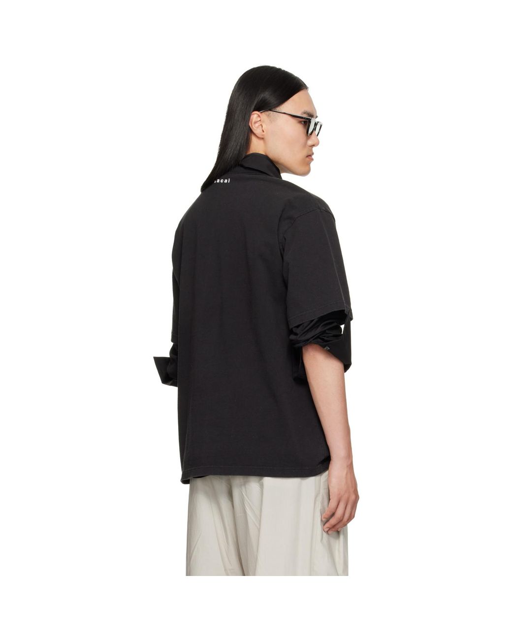 Sacai Black Cotton Jersey T-Shirt for men