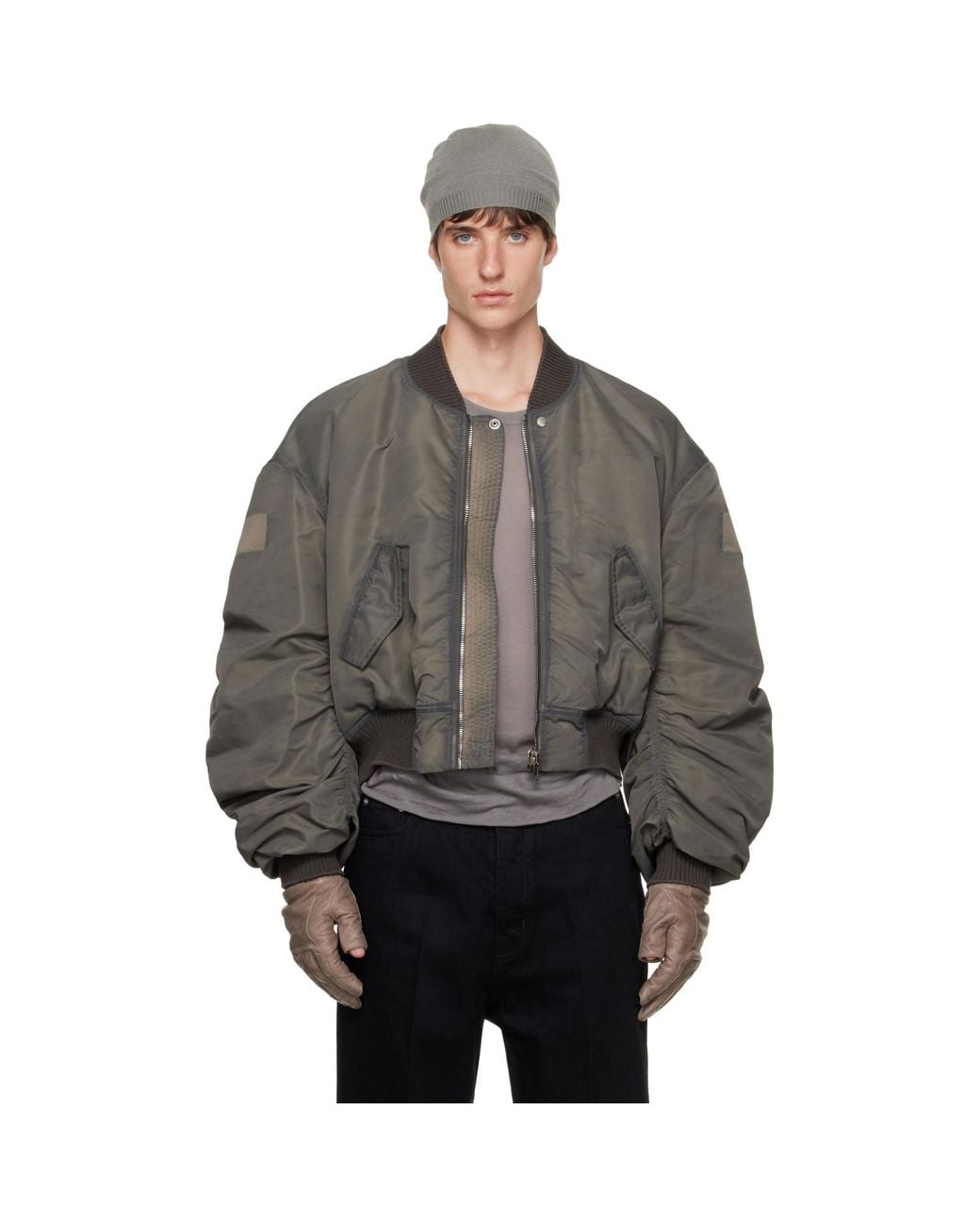 Rick Owens Gray Tower Secchia Flight Jacket for men