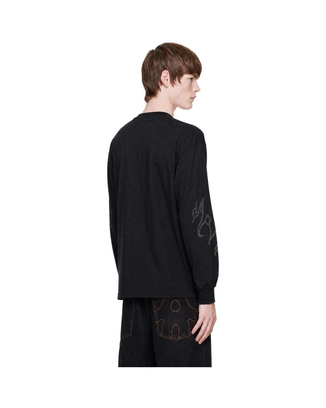 AVAVAV Black X-Ray Handwriting Long Sleeve T-Shirt for men