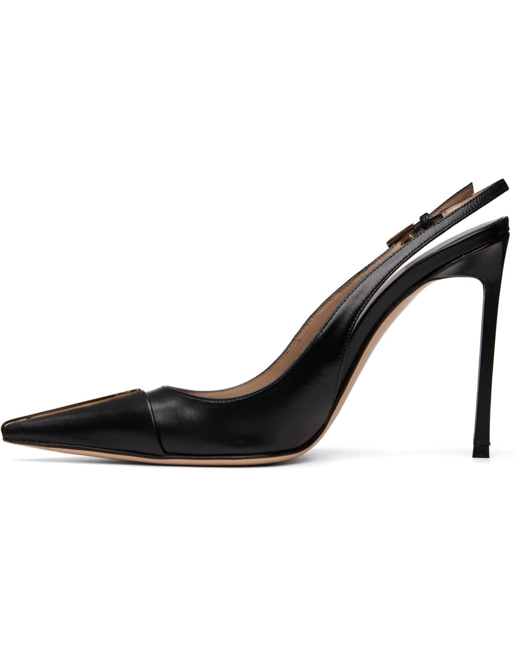 Tom Ford Black Shiny Leather Thea Slingback Heels