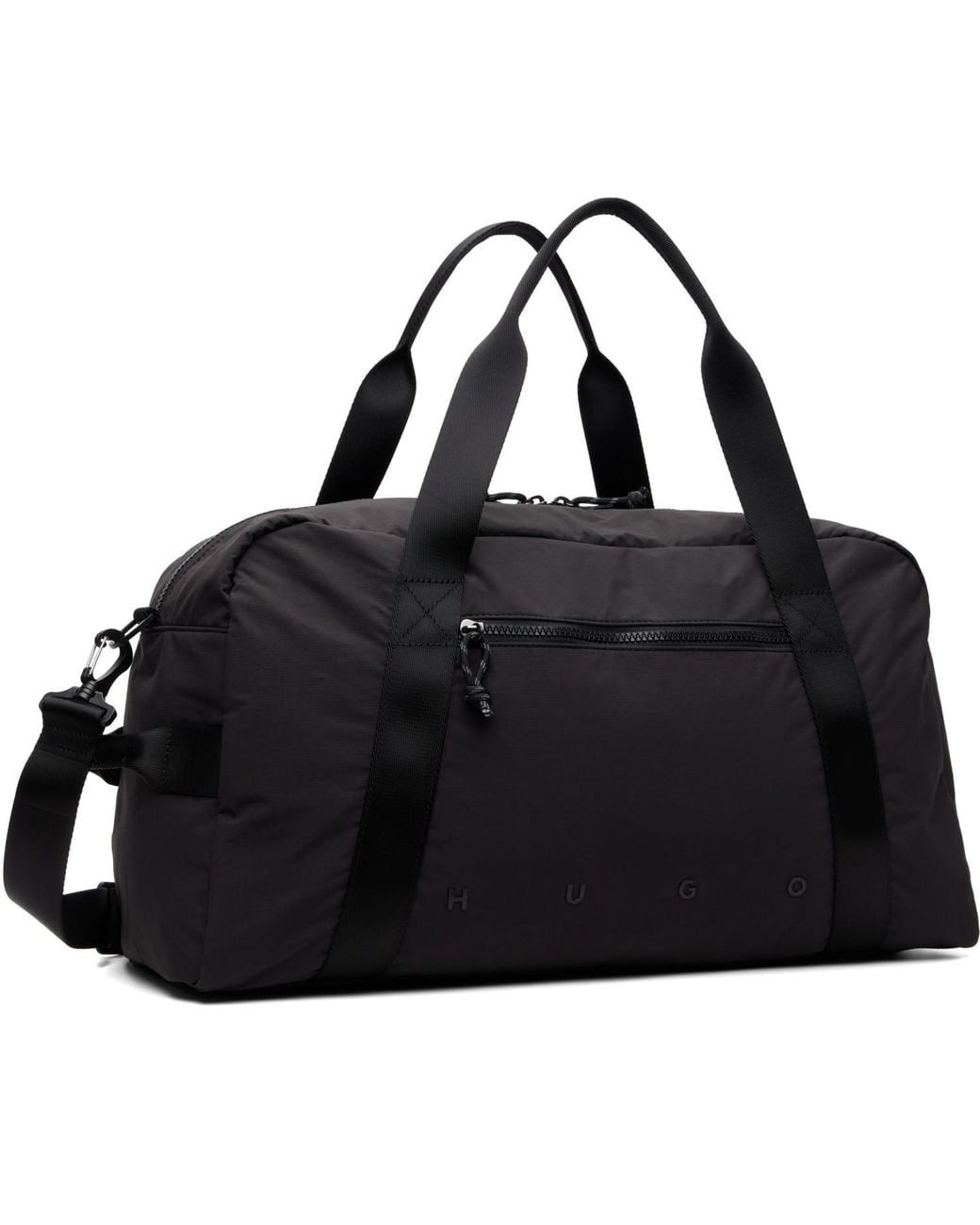HUGO Black Wide-set Logo Holdall Duffle Bag for men