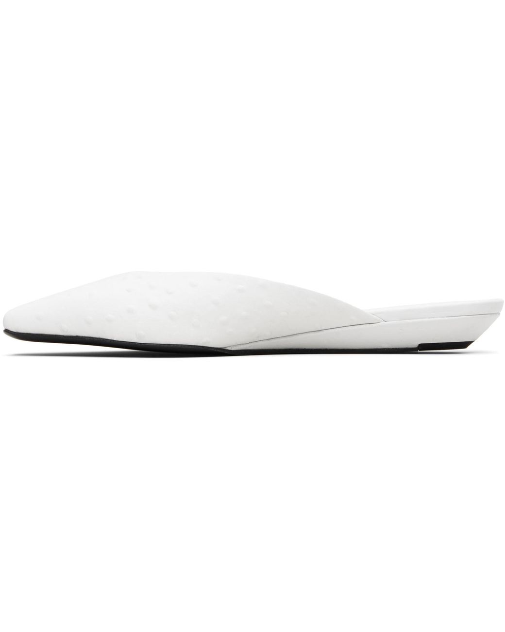 Loulou de Saison Black Alix Ostrich-Effect Leather Mule Flats