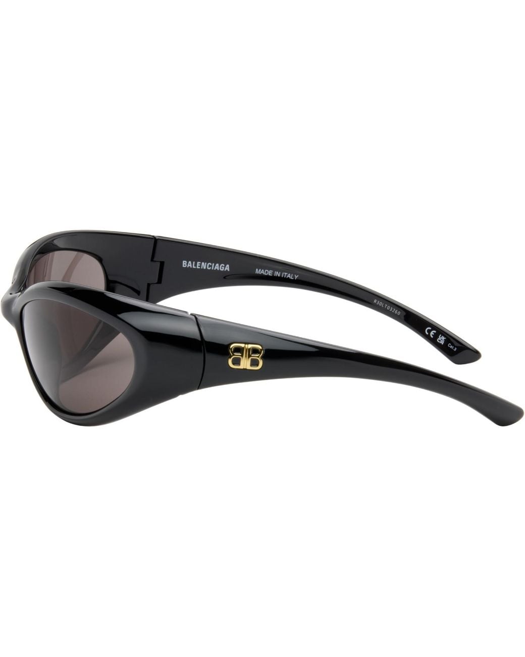 Balenciaga Black Oval Sunglasses for men