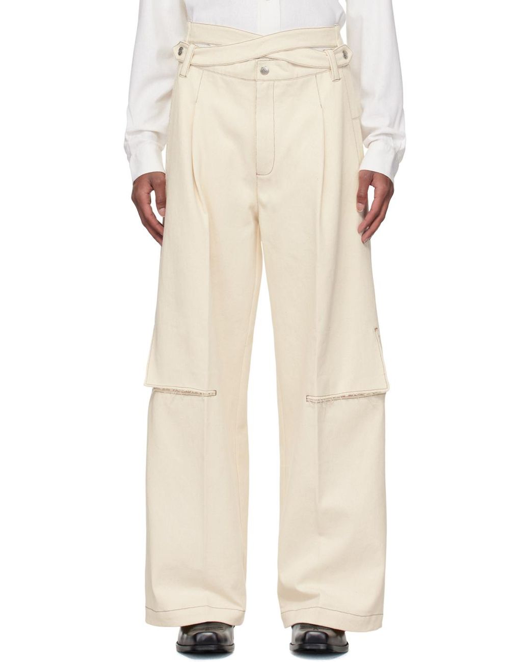 NULLUS Intertwined Belt Tailored Carved Denim Trousers in NULLUS Intertwined Belt Tailored Carved Denim Trousers in