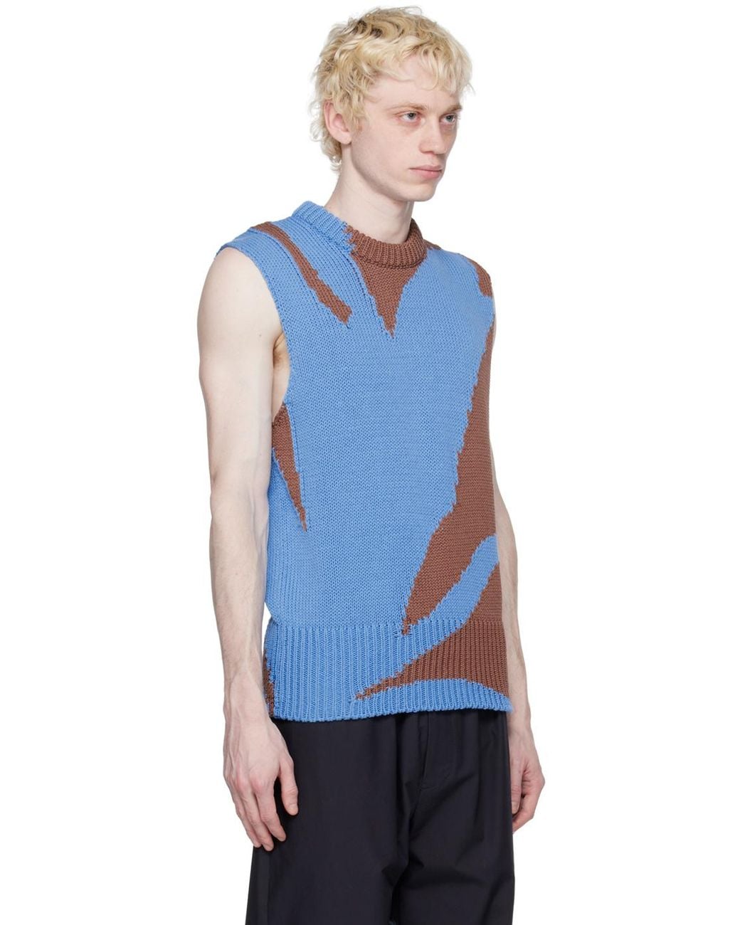 Jil Sander Blue Intarsia Vest for men
