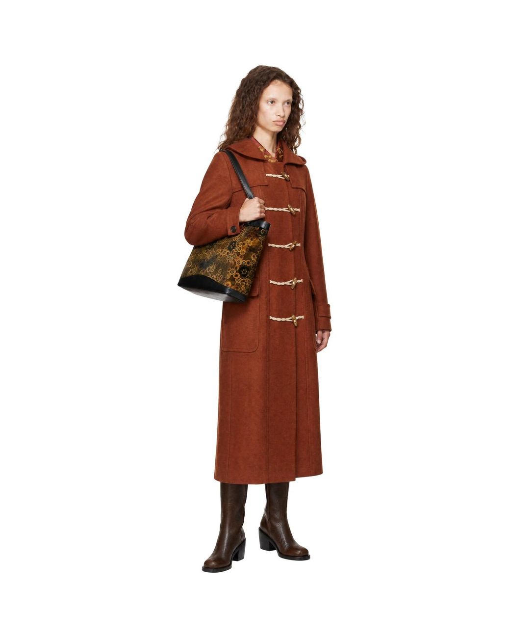 Dries Van Noten Brown Wool Duffle Coat