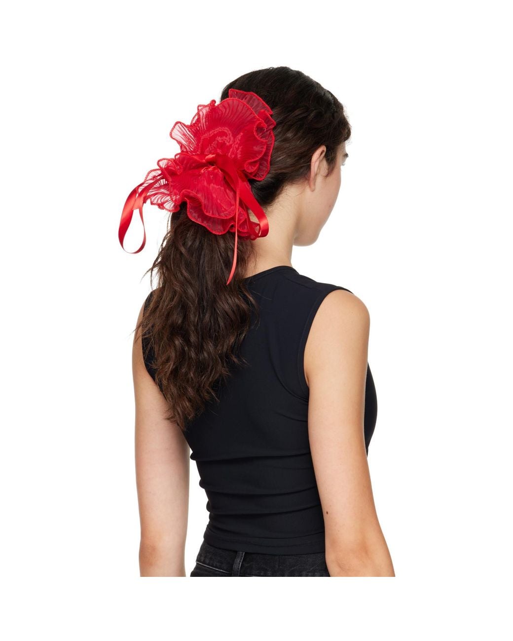 MERRMA Red Ssense Exclusive Orchid Pleated Organza Scrunchie