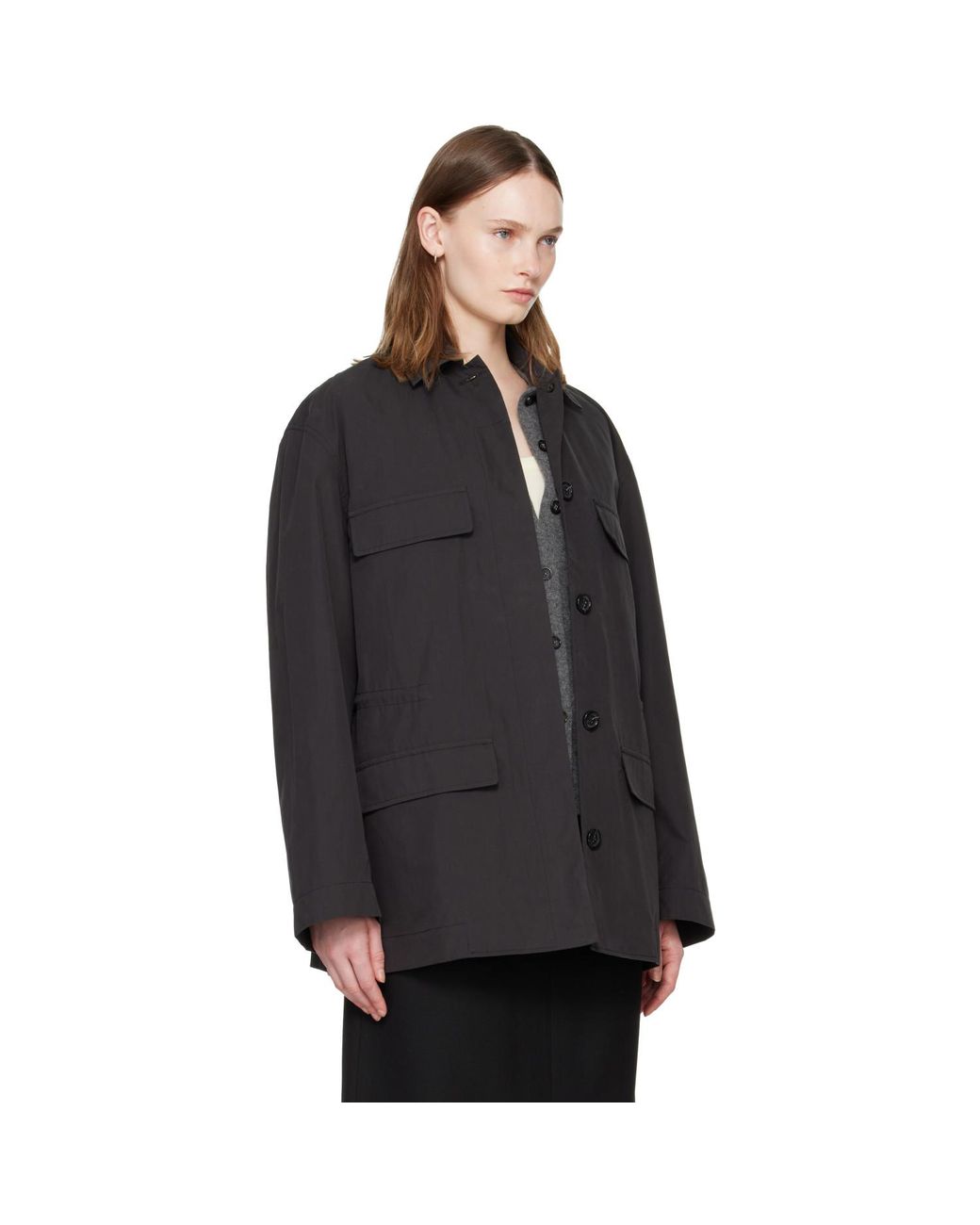 Totême Black Collared Drawstring Jacket