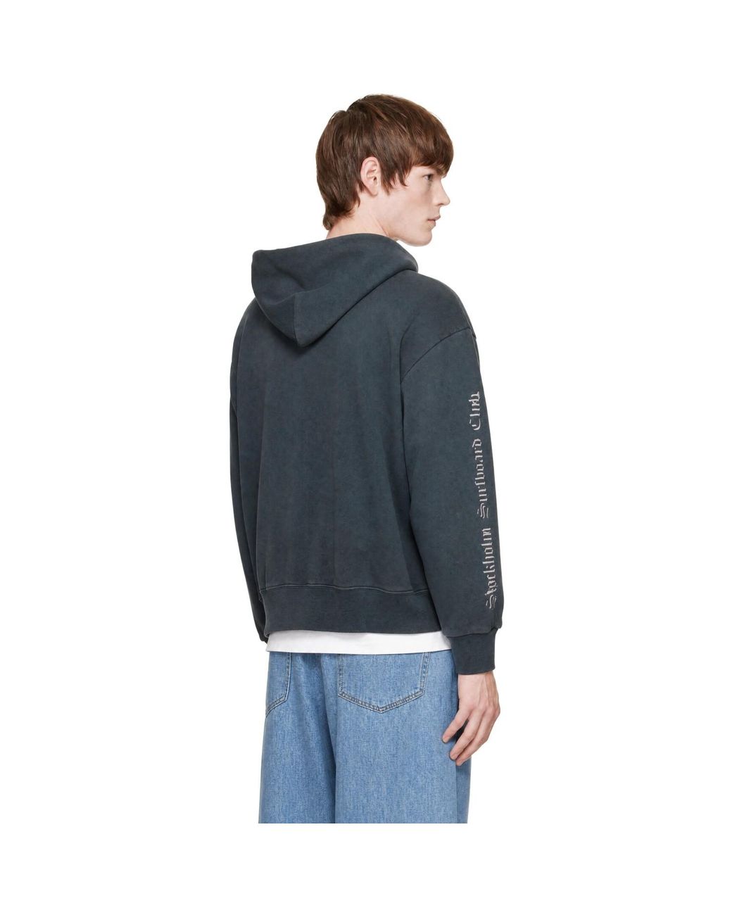 Stockholm Surfboard Club Blue Printed Hoodie for men