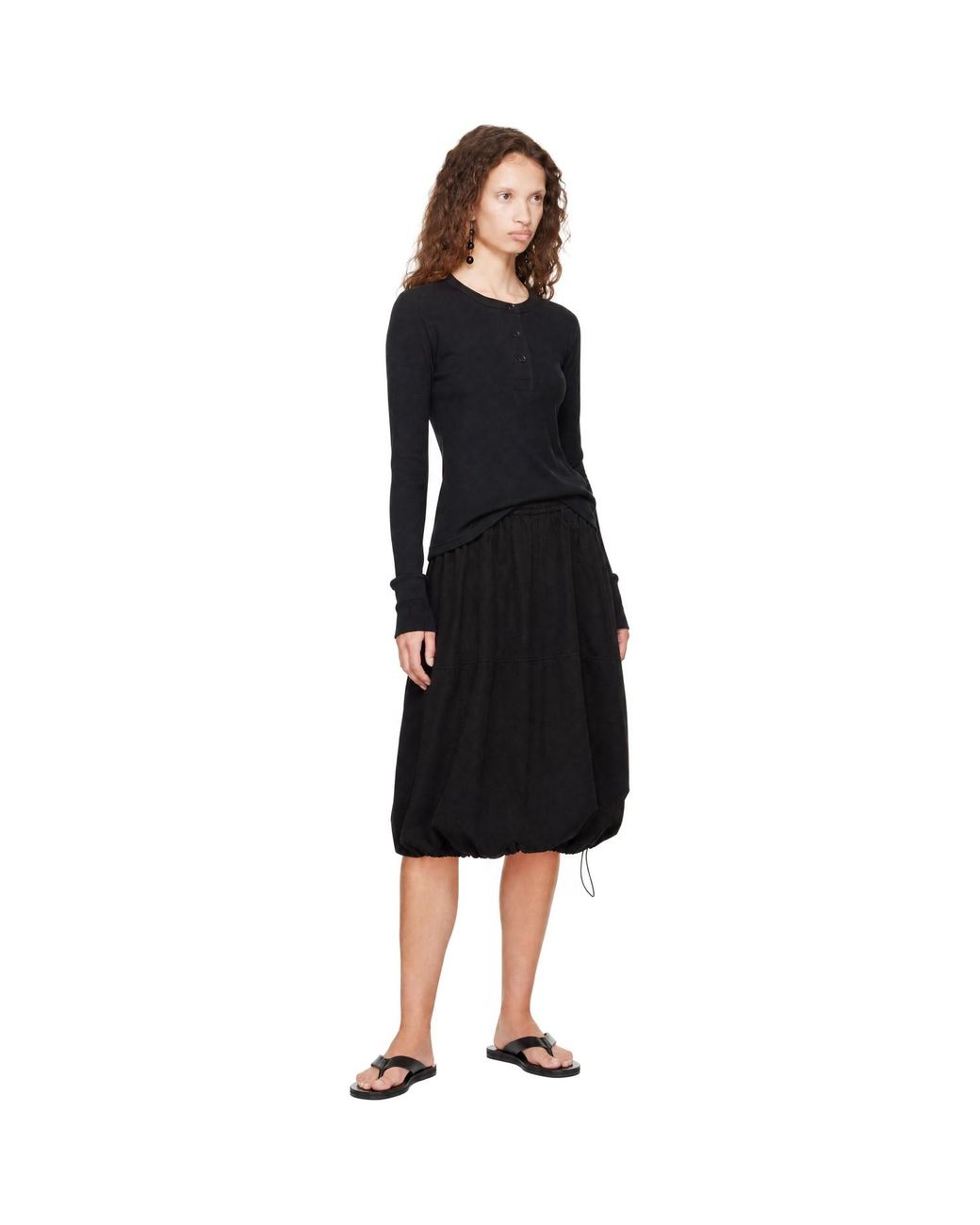 YMC Black Parachute Midi Skirt