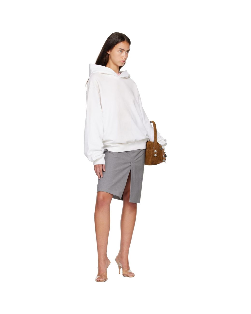 Acne White Off- Fleece Logo Hoodie