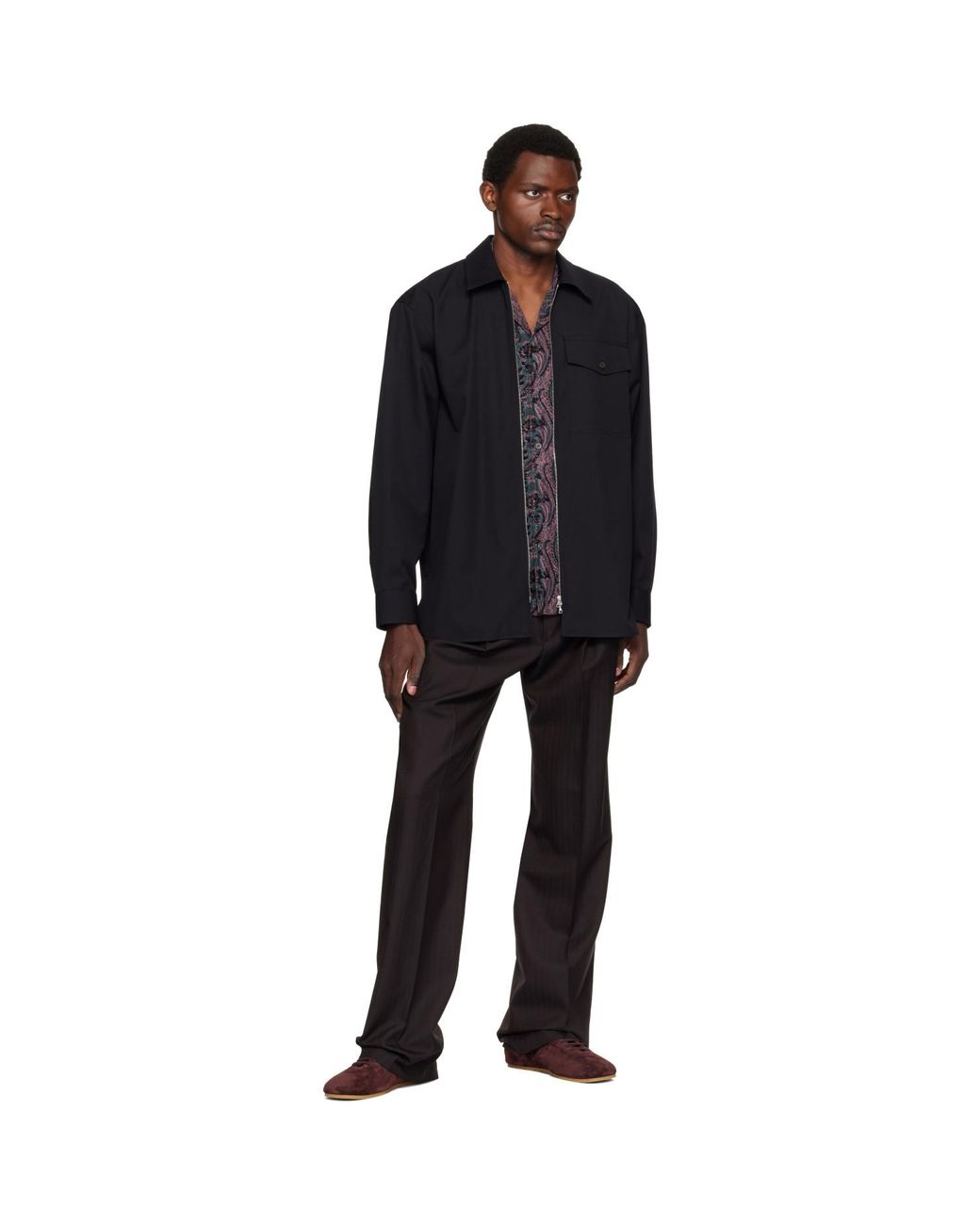 Dries Van Noten Black Straight-Leg Wool Trousers for men
