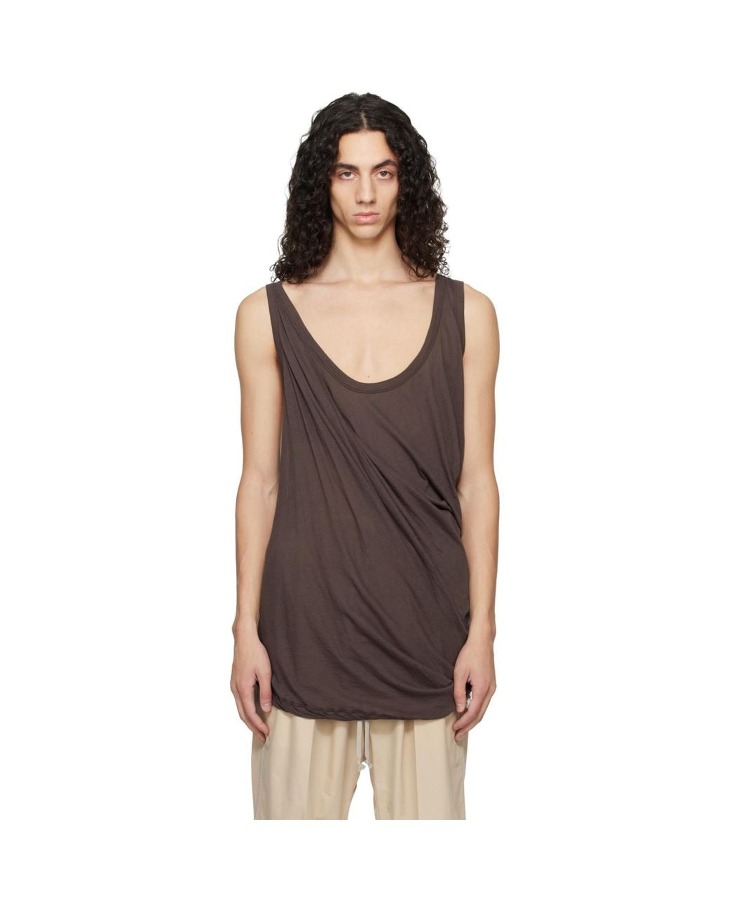 Rick Owens Black Temple Pony Tank Top for men