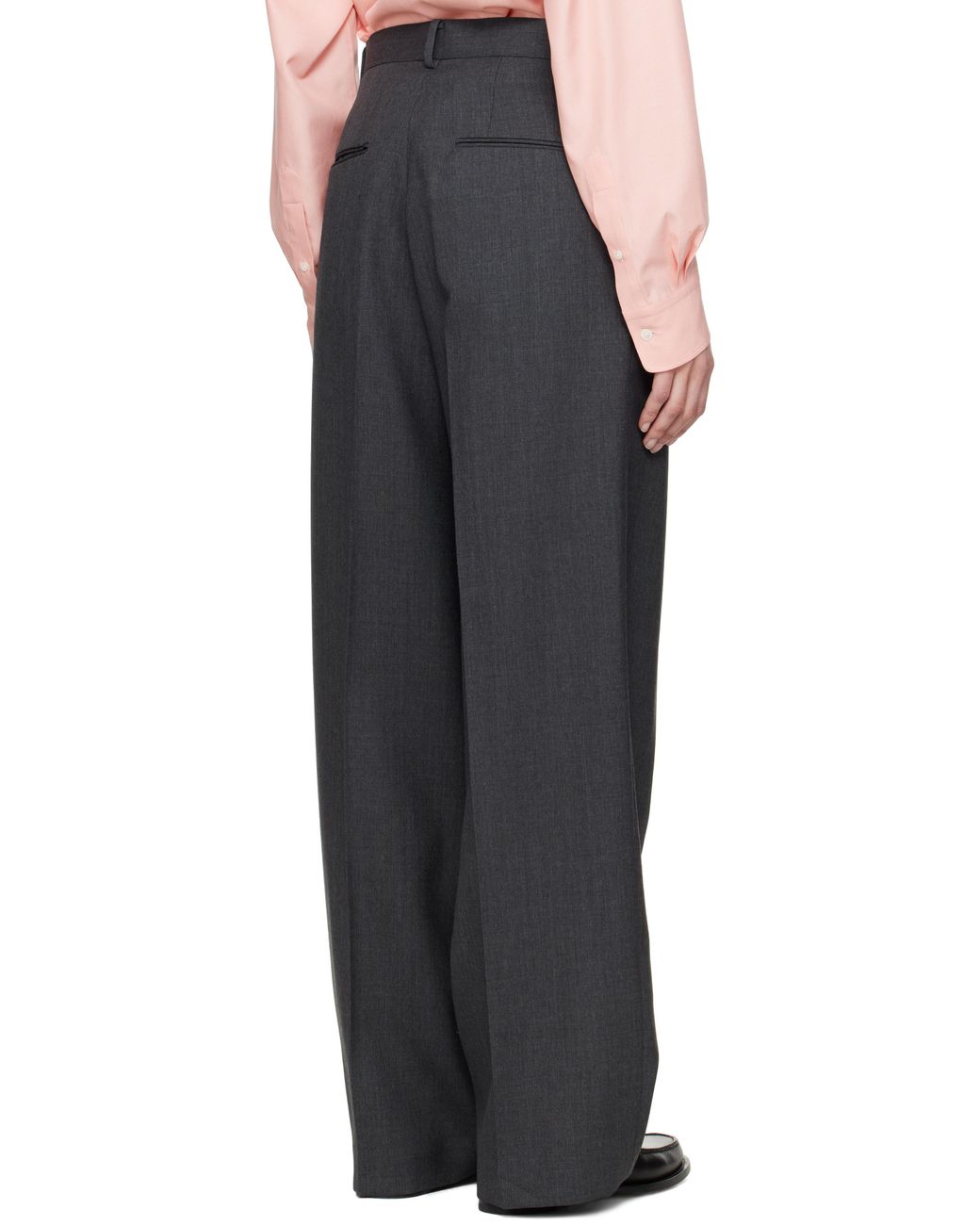 AURALEE Wool Kid Mohair Hop Sack One-Tuck Trousers in Black