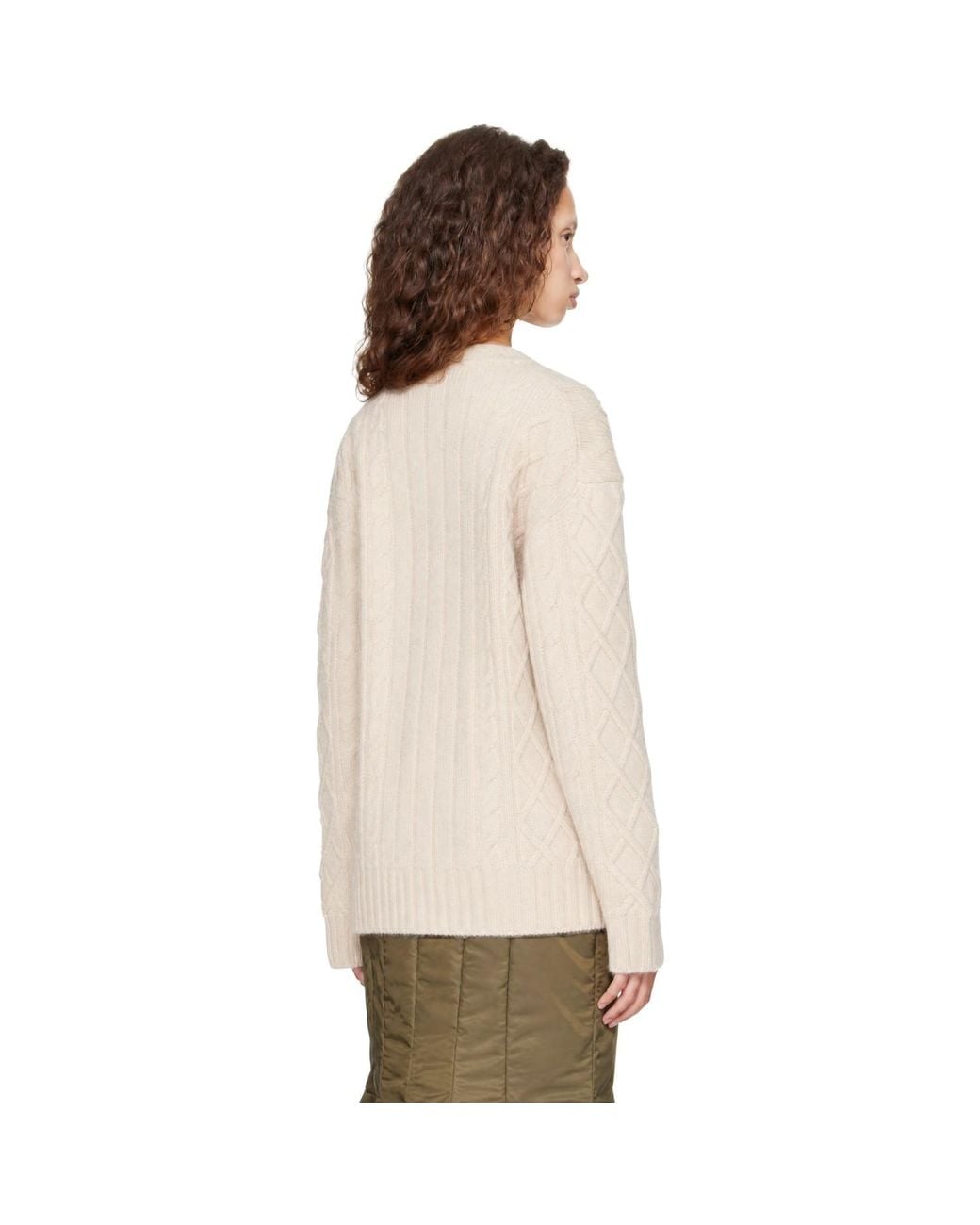 Simone Rocha Natural Cable Knit Slash Sweater