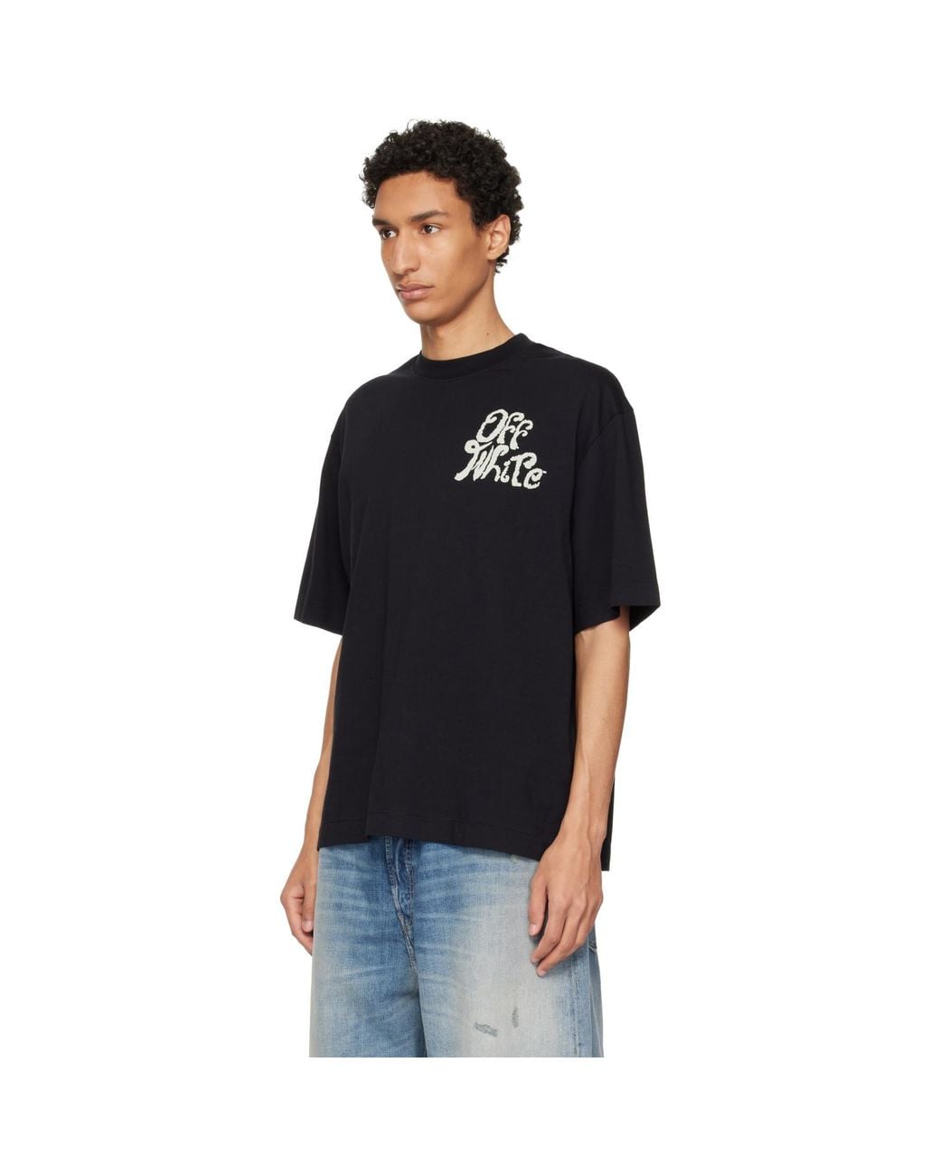 Off-White c/o Virgil Abloh Black Grass Ink Logo Skate T-Shirt for men
