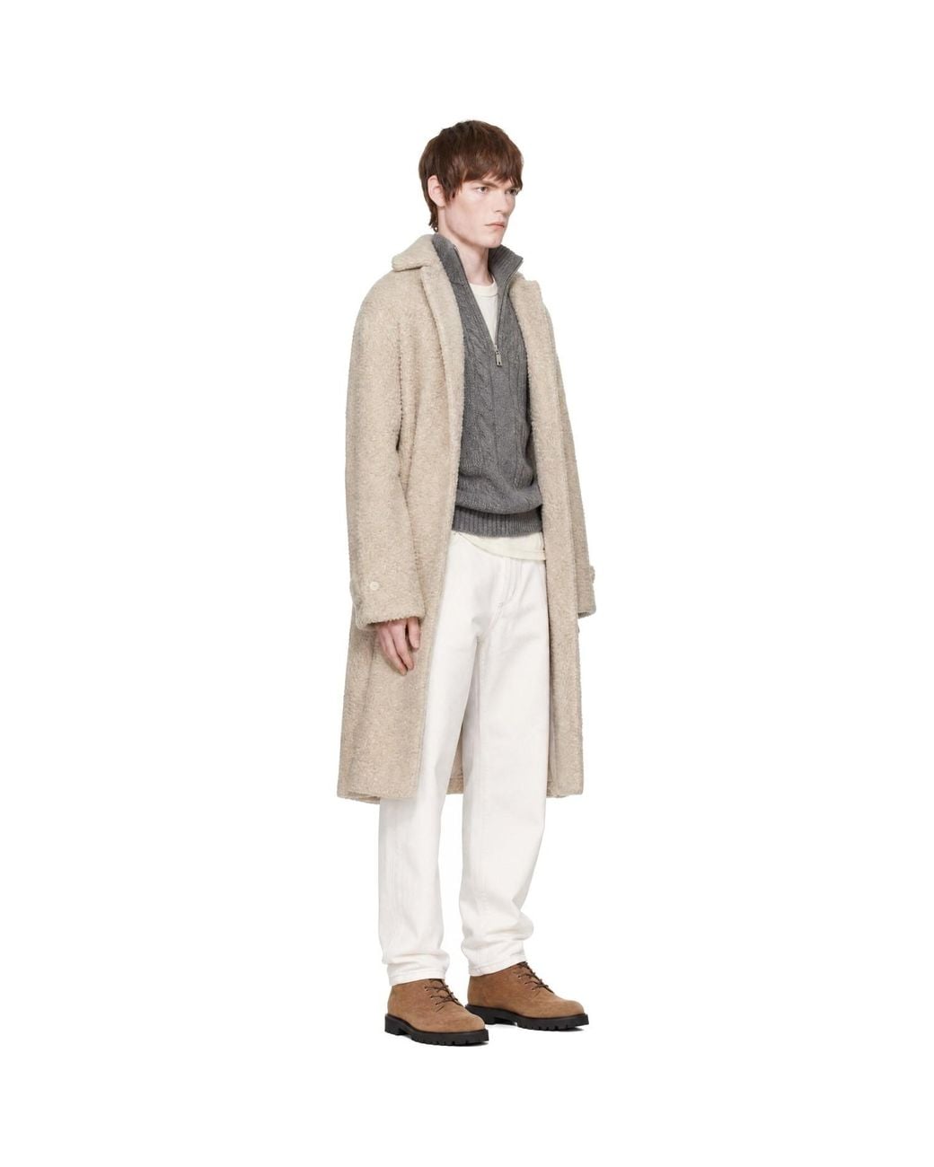 Cordera Metallic Alpaca Boucle Long Coat for men