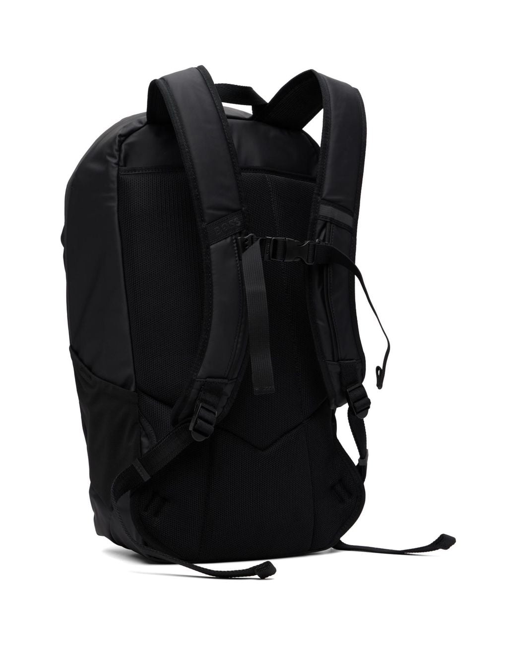Boss Black Reflective Detail Faux-Leather Backpack for men