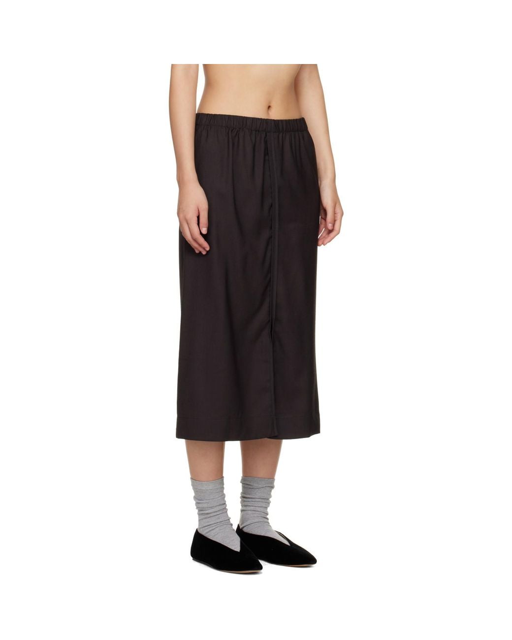 Baserange Black Dadar Midi Skirt