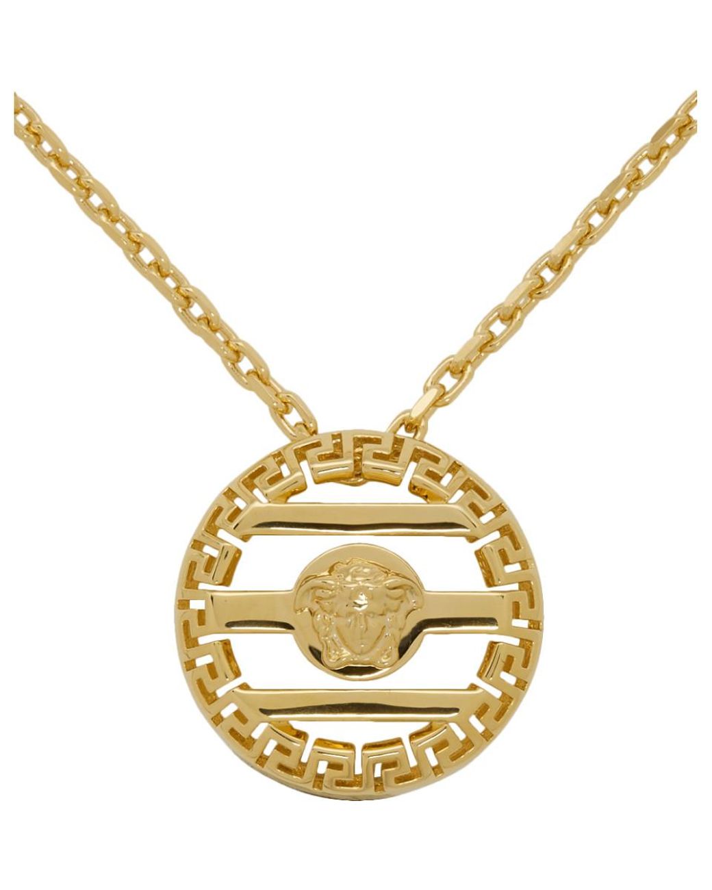 Gold round cage medusa best sale necklace