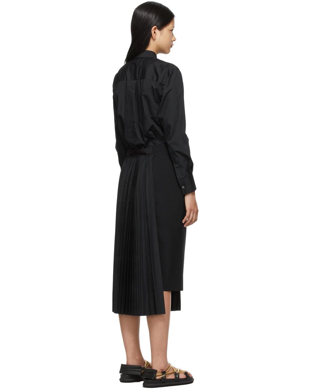 日本に Sacai ワンピース ドレス ニット プリーツ 関税込 Sacai ブラック ワンピース