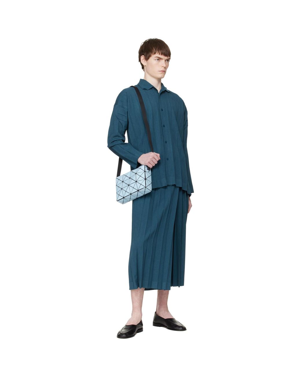 Homme Plissé Issey Miyake Blue Edge Ensemble Trousers for men