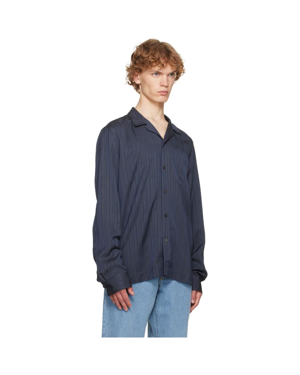Dries Van Noten Blue Viscose Twill Shirt for men