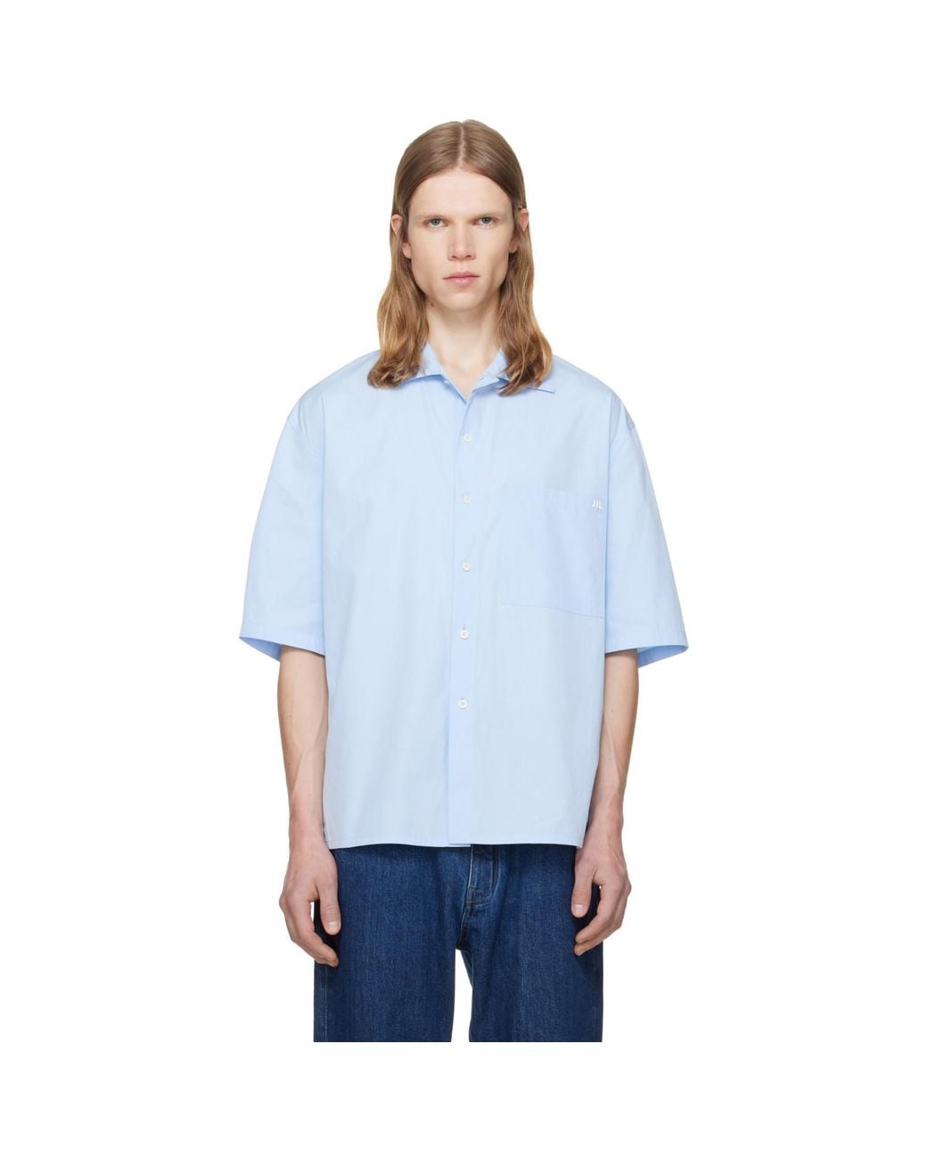 Jil Sander Blue Lightweight Cotton Poplin Shirt for men