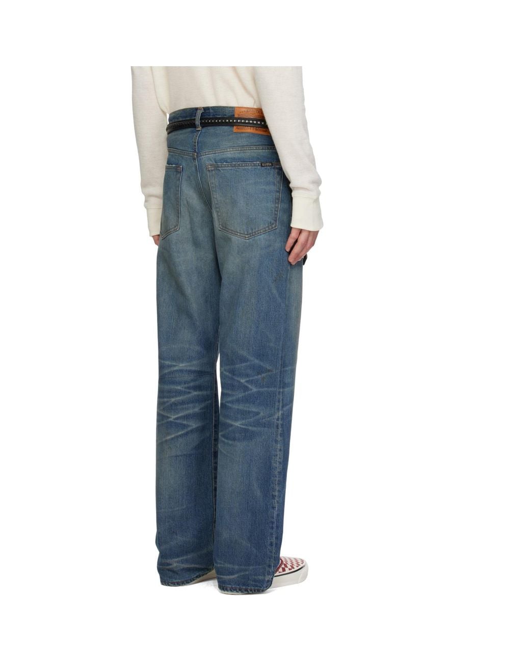 KAMIYA Blue Distressed Straight Jeans for men