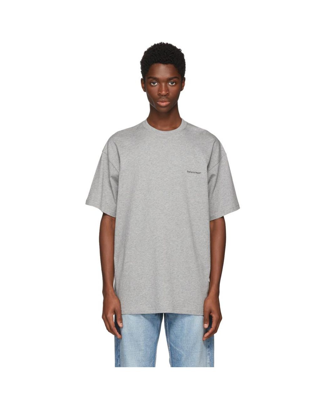 Balenciaga Grey Small Logo T-shirt in Gray for Men | Lyst