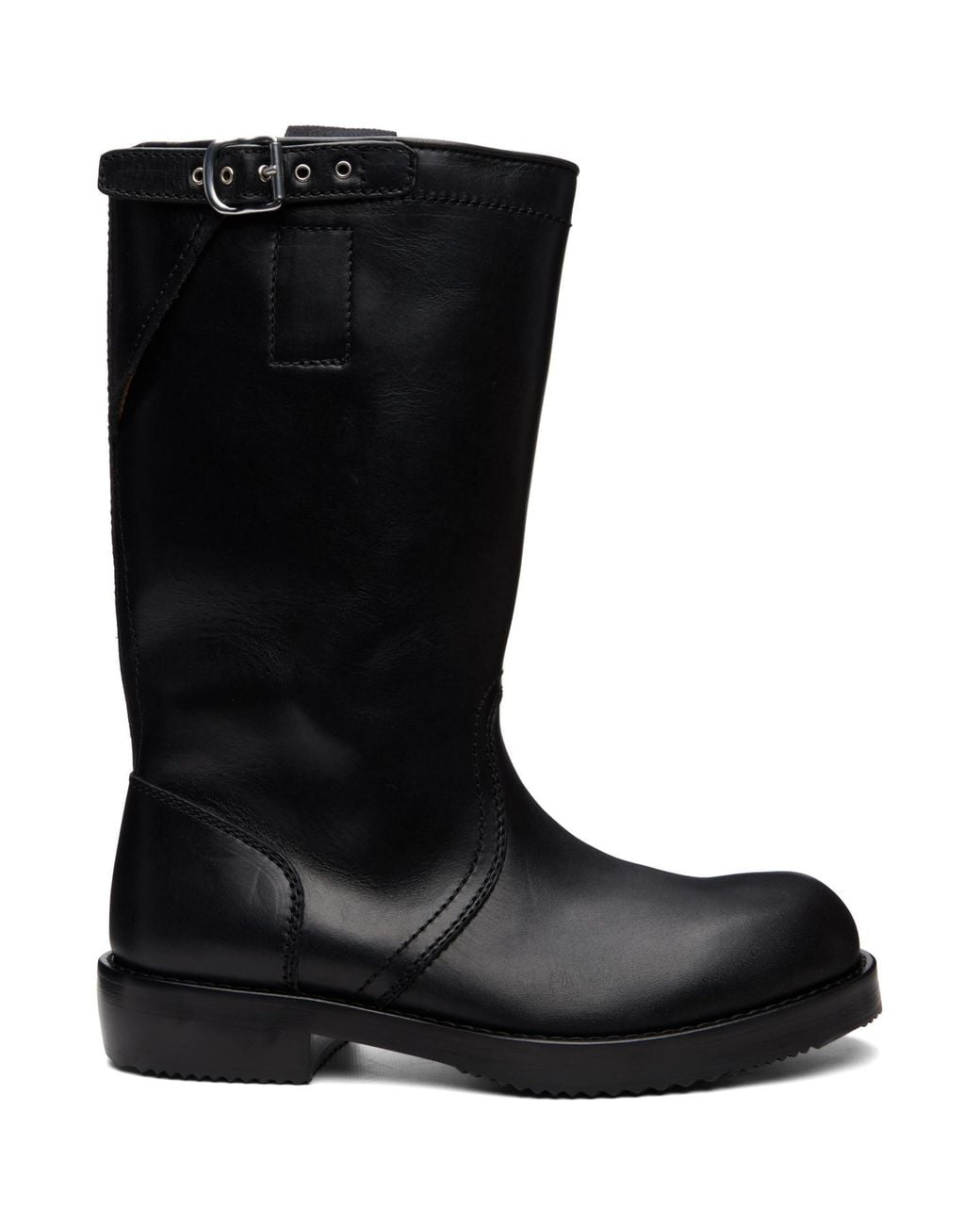 Dries Van Noten Black Leather Biker Boots for men