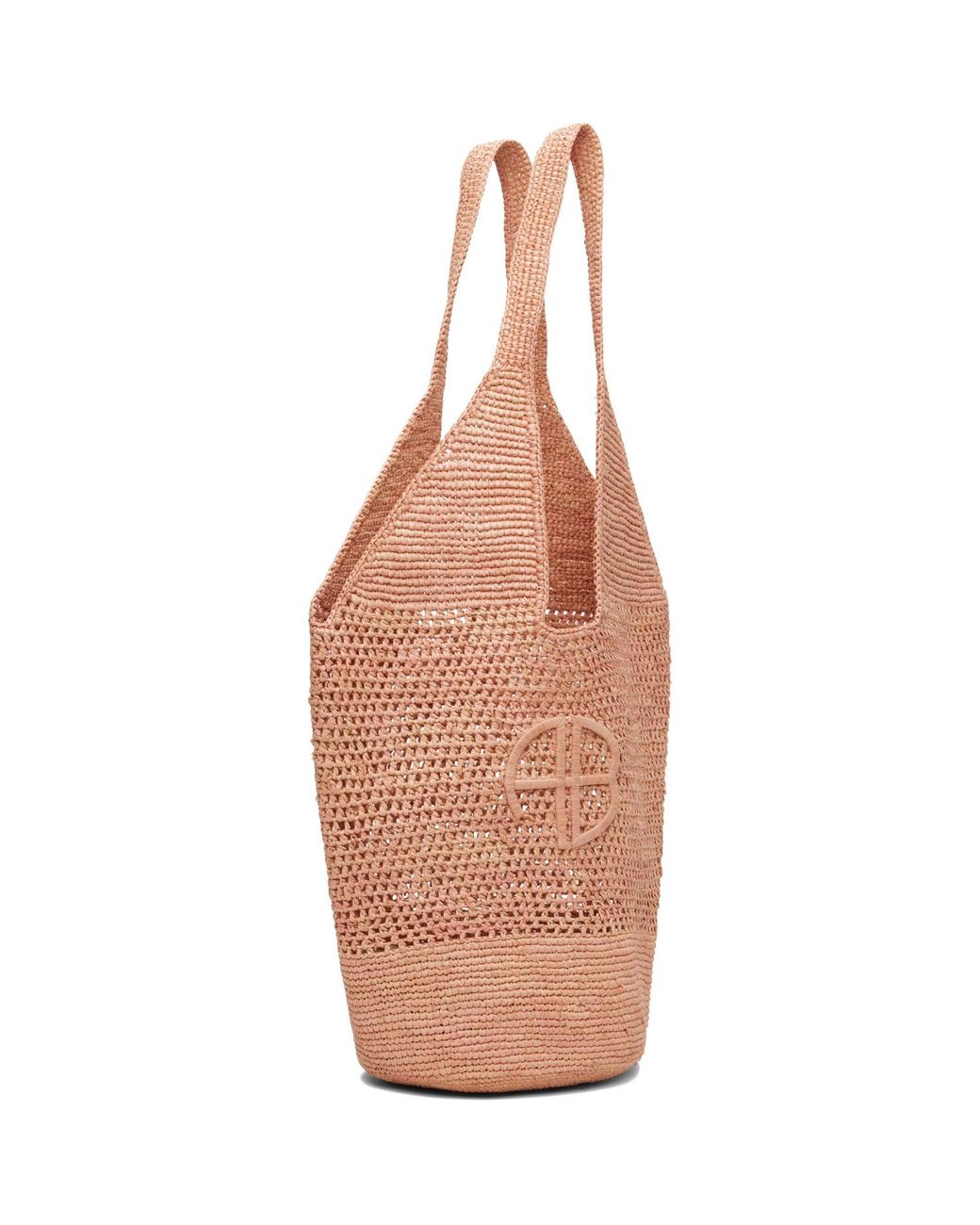Anine Bing Brown Leah Logo Raffia Bag