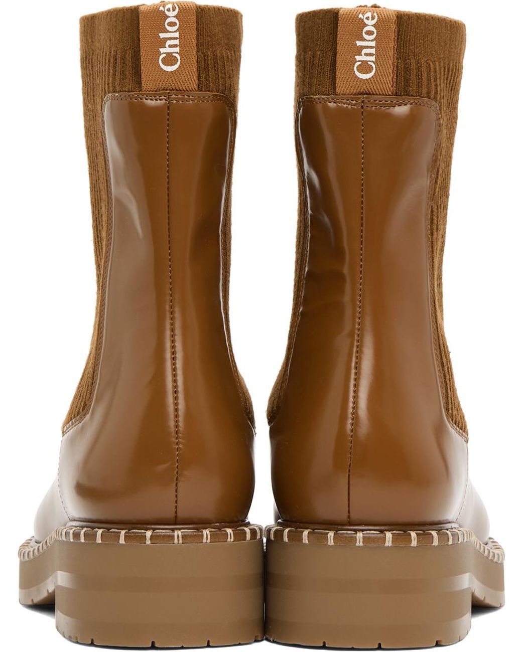 Chloe Tan Noua Ankle Boots in Brown Lyst