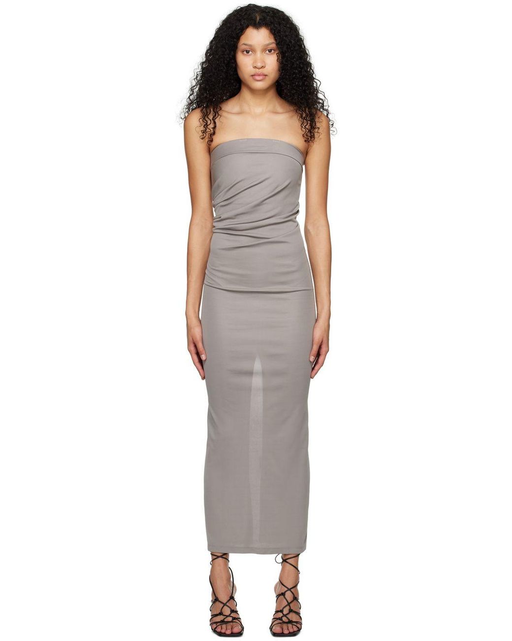 Christopher Esber Gray Ruched Dress in Black | Lyst