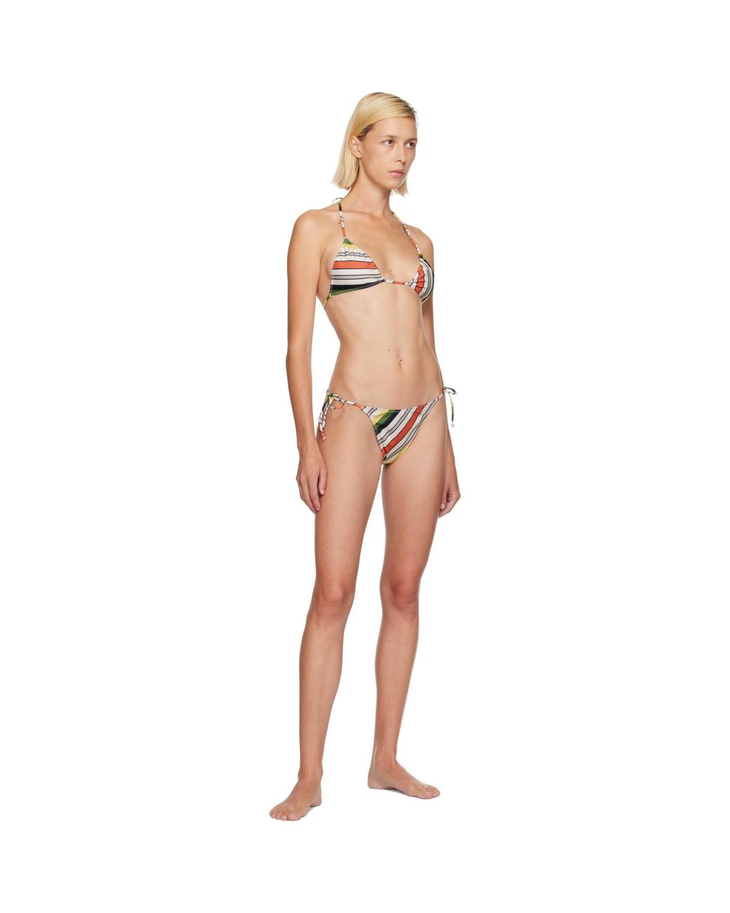 Jean Paul Gaultier Natural Printed Retro Stripe Bikini