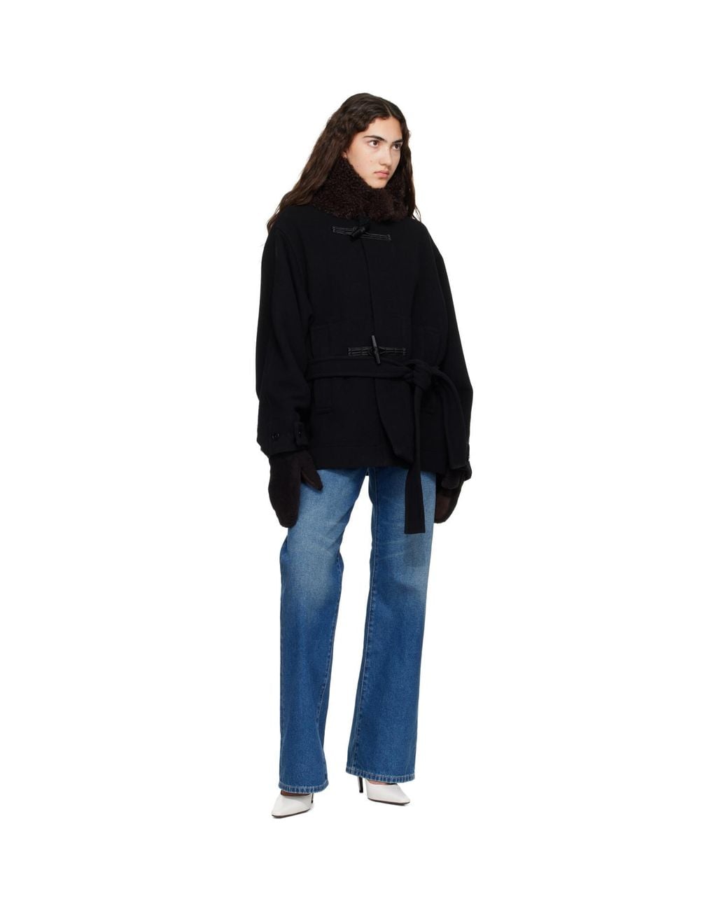 Yves Salomon Black Lambskin Bandana Scarf