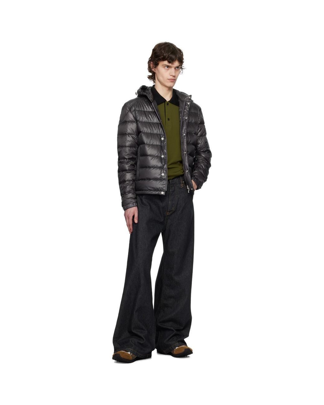 Moncler Black Gliere Hooded Short Down Jacket for men
