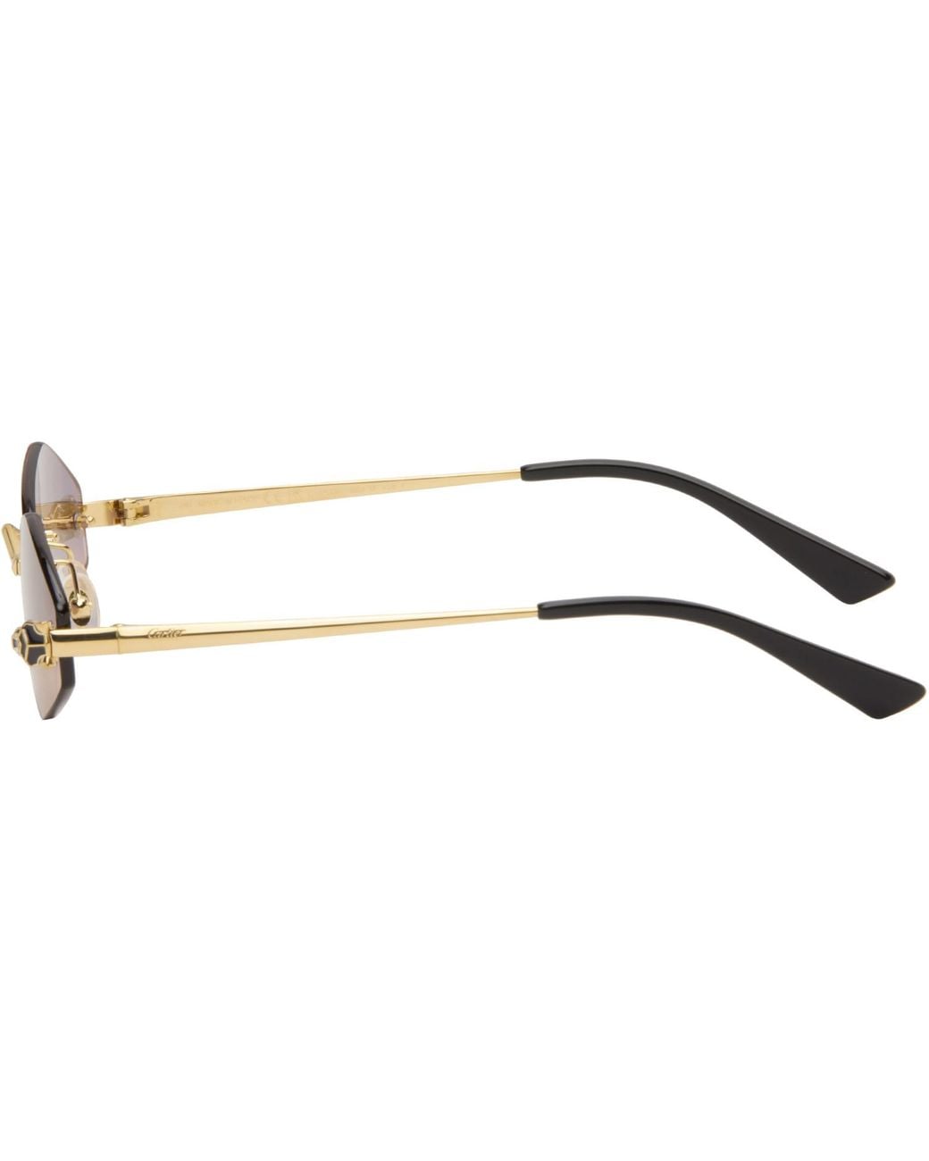 Cartier Black 'Panthère De Geometric Rimless Sunglasses