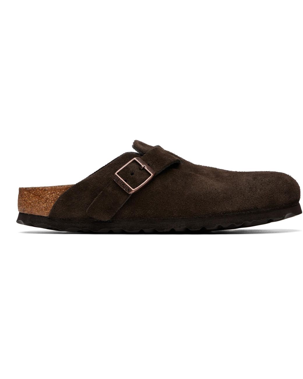 Birkenstock Brown Narrow Boston Soft Footbed Suede Leather Loafers