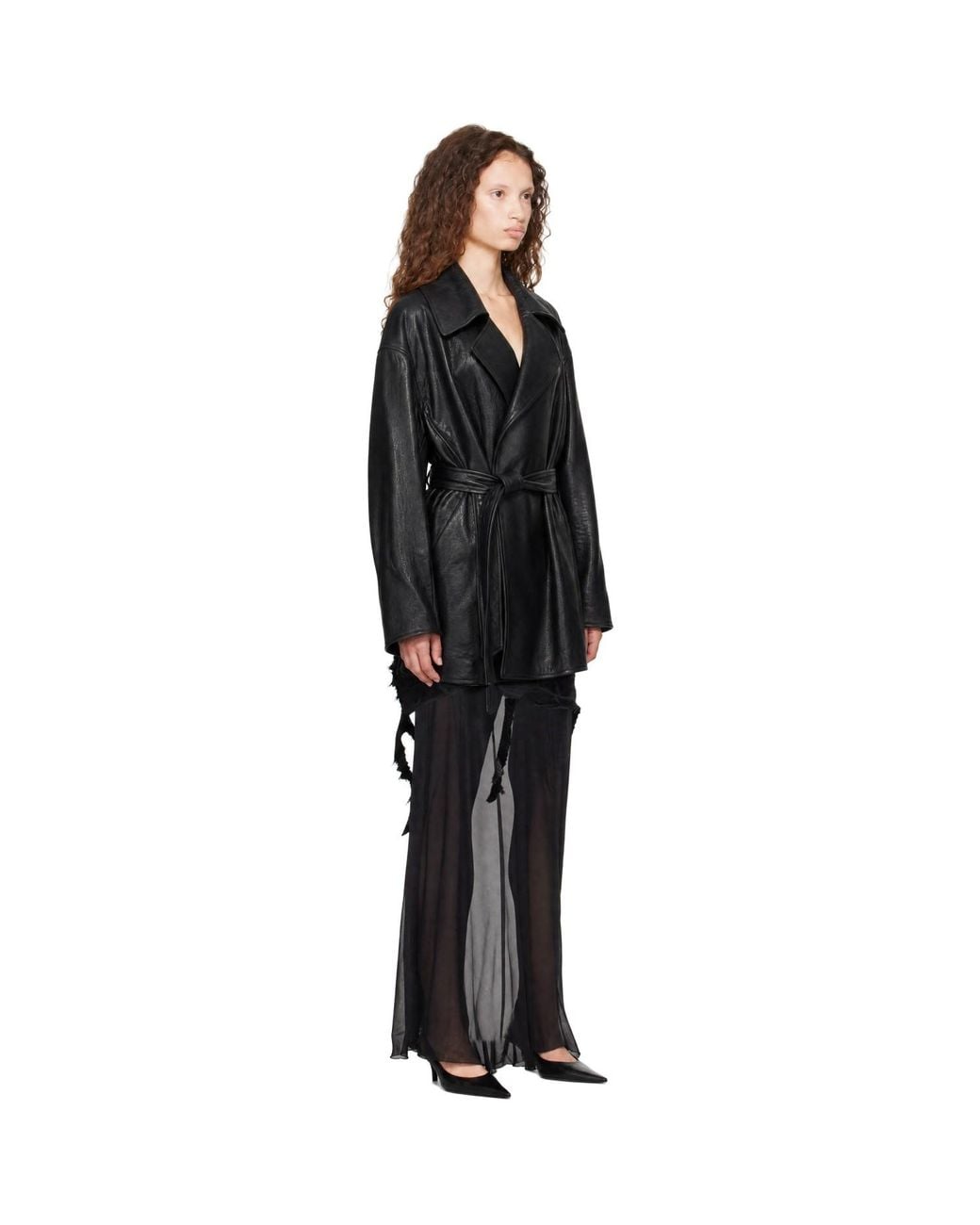 Balenciaga Black High Collar Soft Matte Leather Jacket