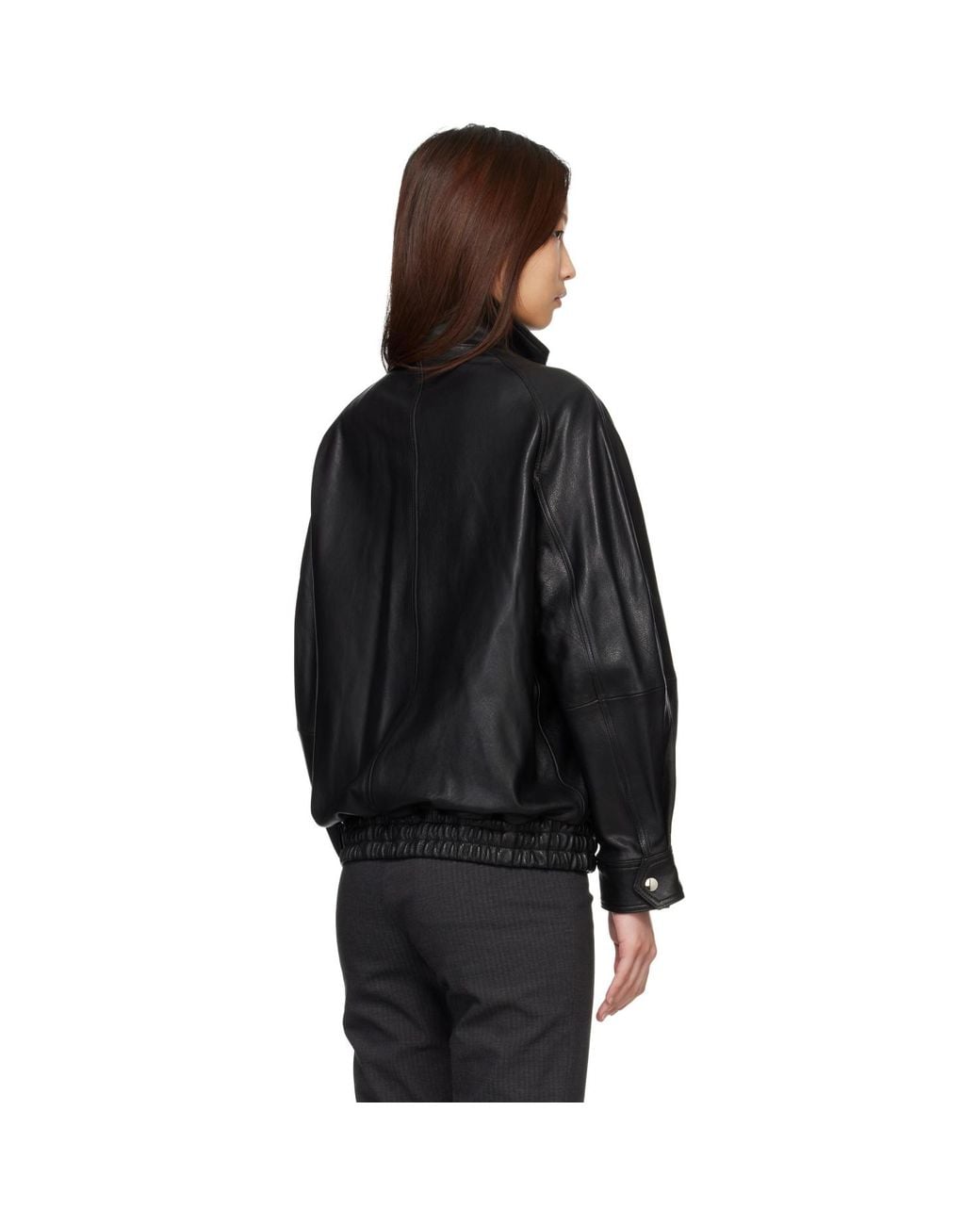 Nour Hammour Black Ariste Fluid Leather Jacket