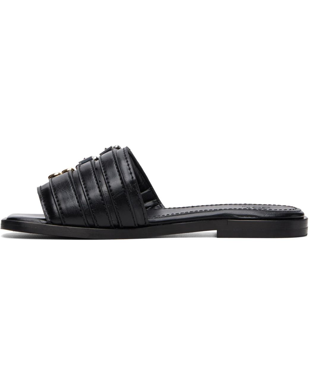 Ganni Black Sue Triple Flat Sandals