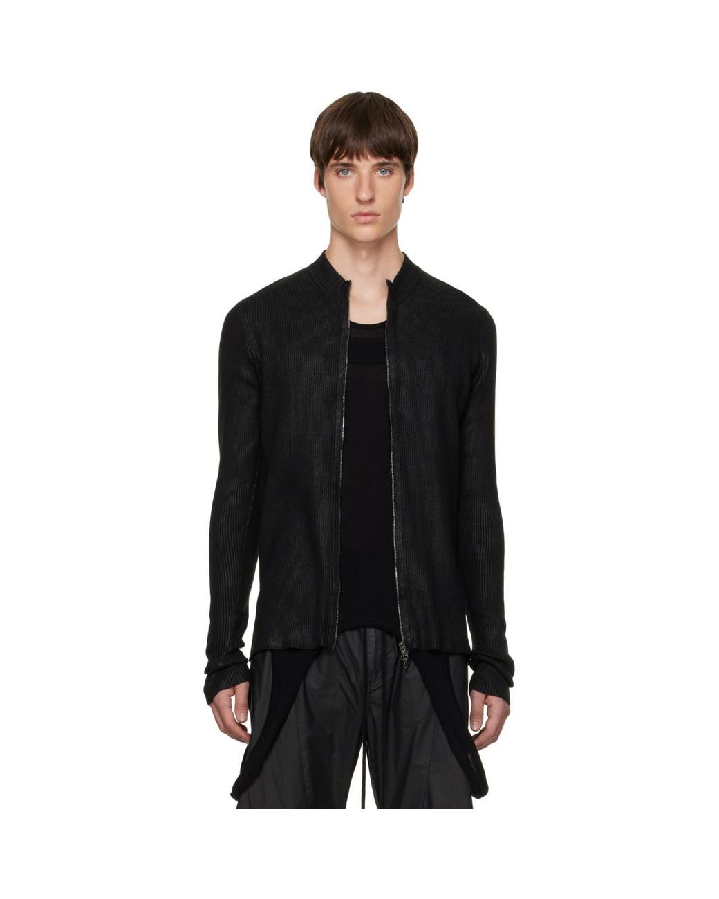 Julius Black Skinny Zip Sweater for men