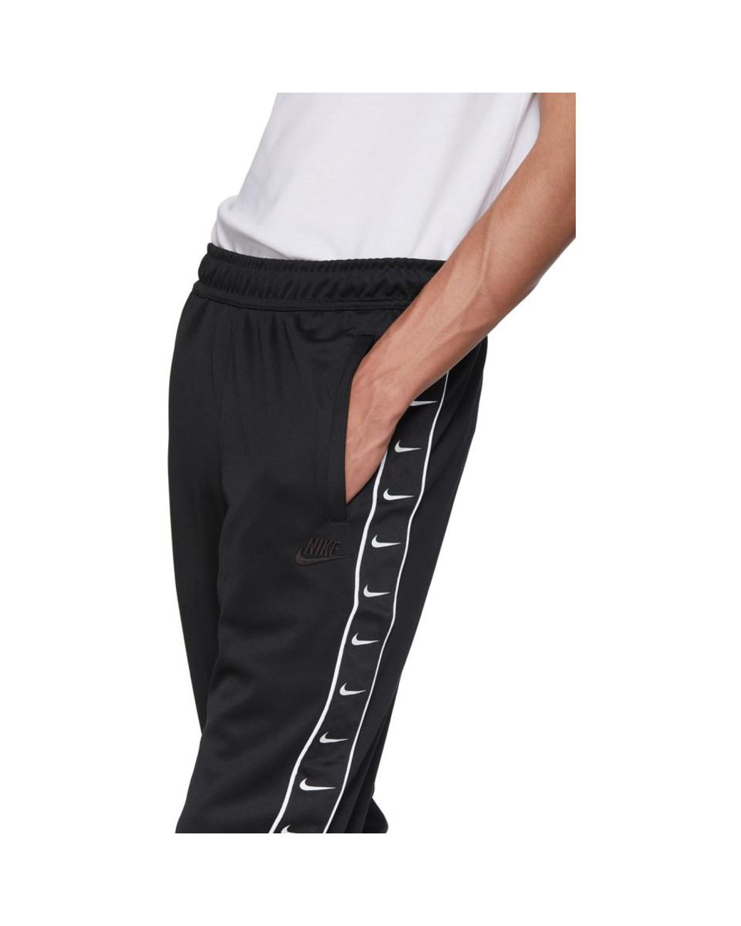 Nike Black Swoosh Tape Track Pants for Men | Lyst