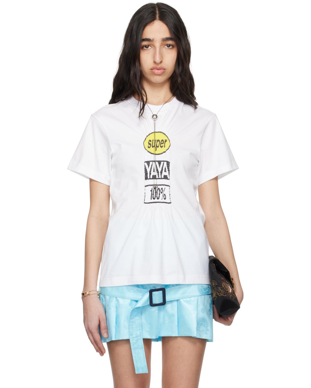 大人上品なおすすめコーデ ホワイト Yaya Super Logo Lyst | ホワイト Tシャツ Elastic トップス