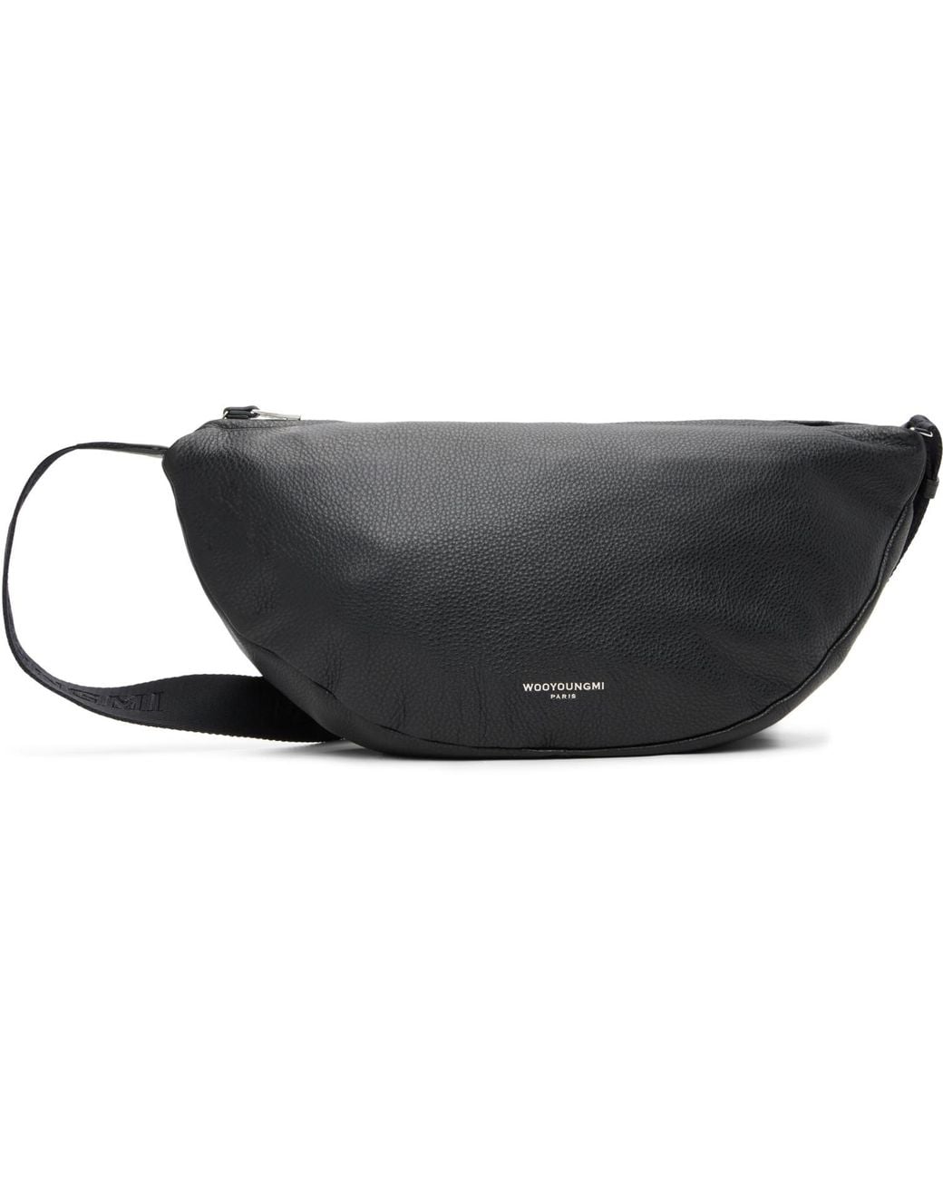 Wooyoungmi Black Leather Moon Bag for men